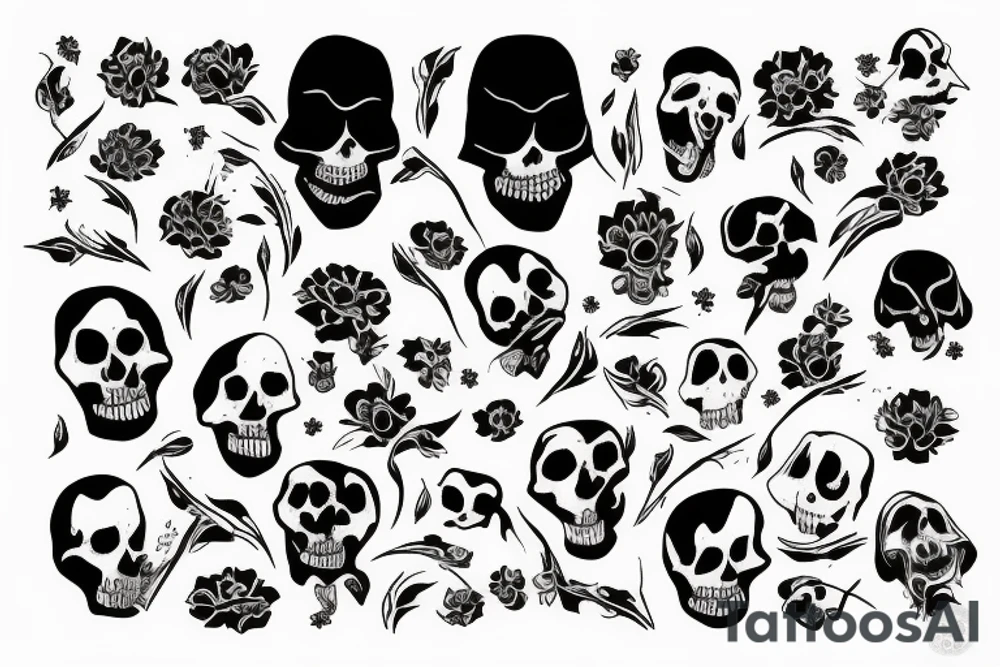 Grim reaper surrounded by flowers tattoo idea