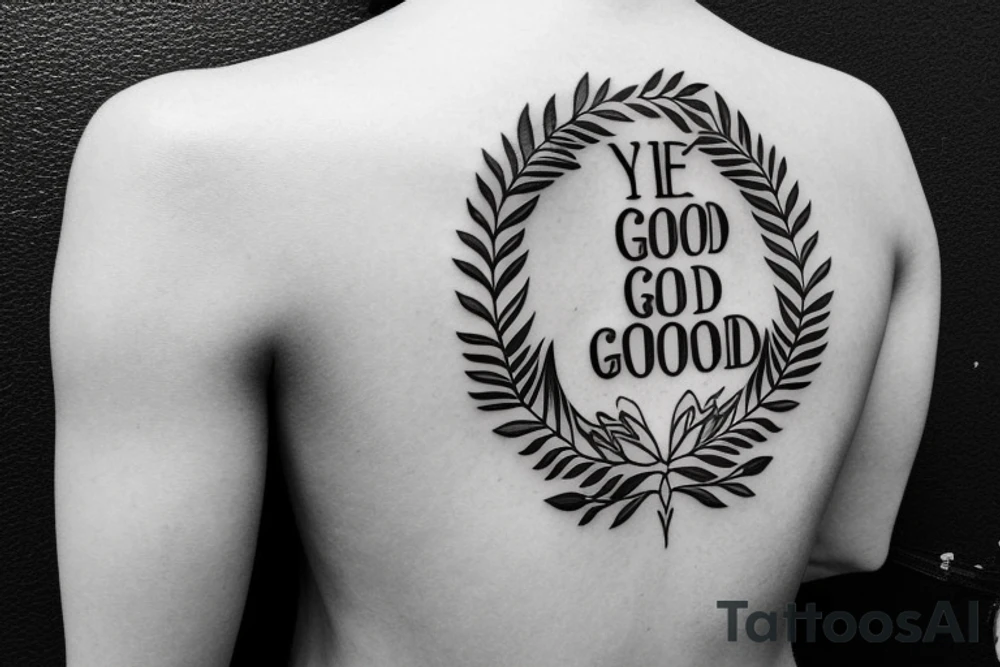 Laurel wreath surrounding quote "you can be good" tattoo idea