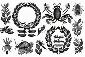 laurel wreath surrounding beehive tattoo idea