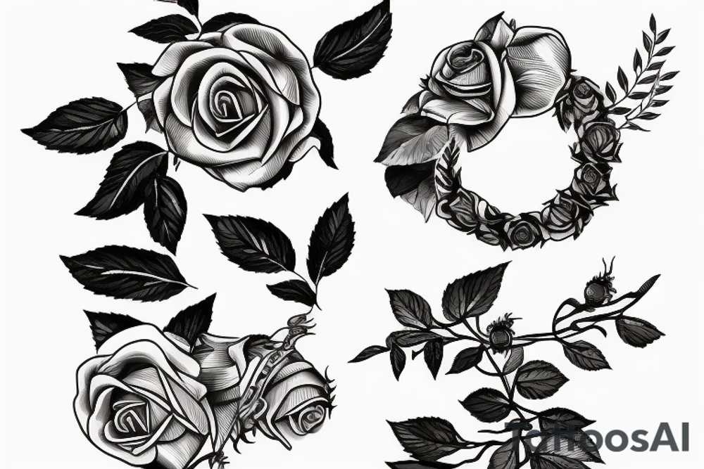 laurel wreath surrounding beehive with rose tattoo idea