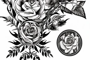 laurel wreath with bumble bee with rose tattoo idea