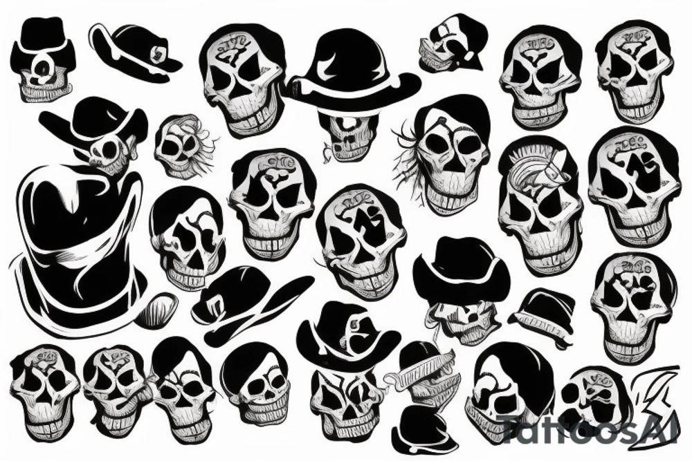 Skull with a joker hat tattoo idea