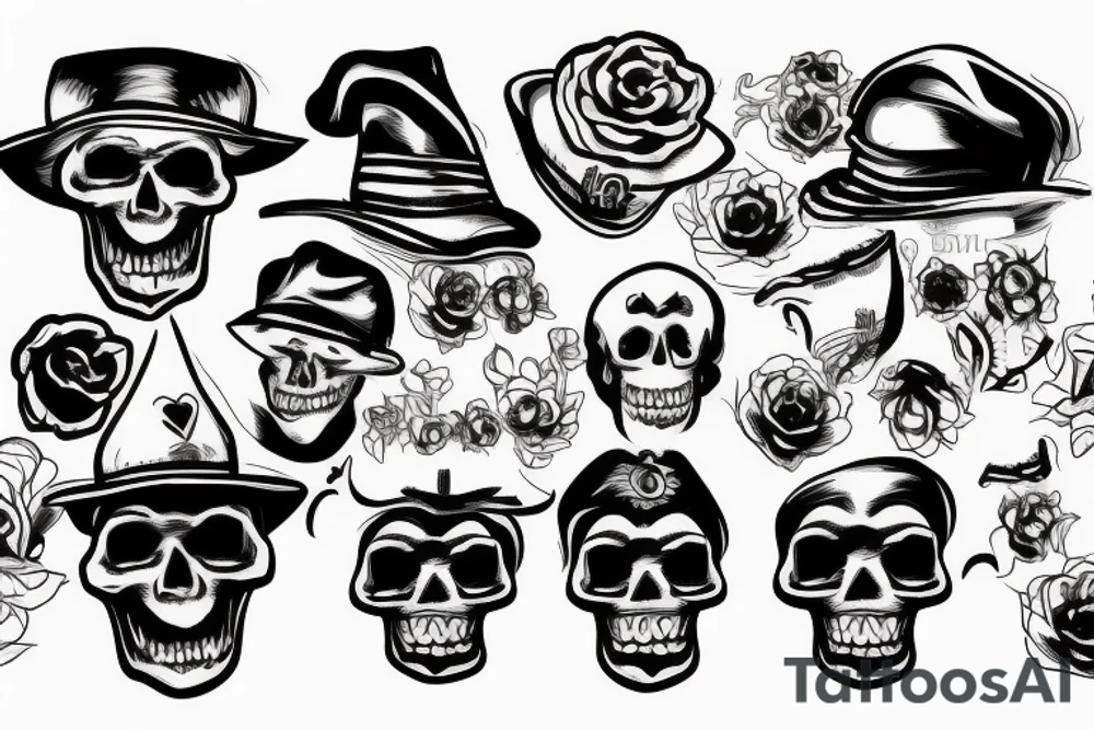 Skull with a joker hat tattoo idea
