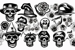 Skull with a joker hat tattoo idea