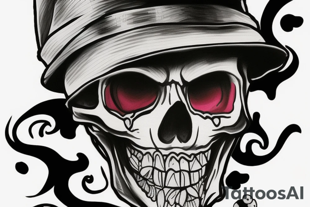 Skull with a joker hat tattoo idea