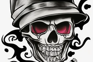 Skull with a joker hat tattoo idea