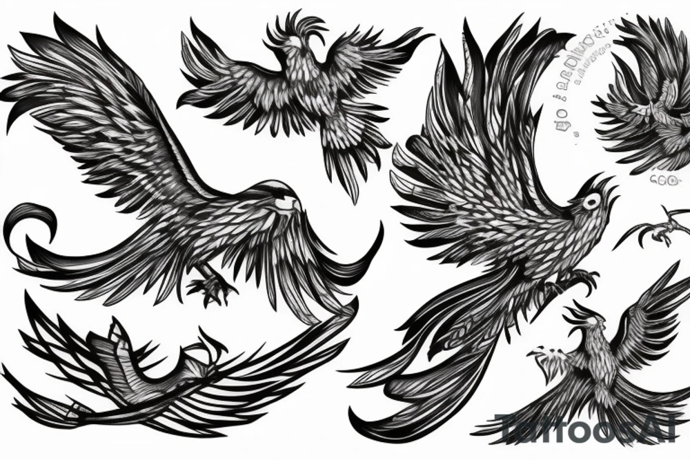 Phoenix bird rebirth from a spiral tattoo idea