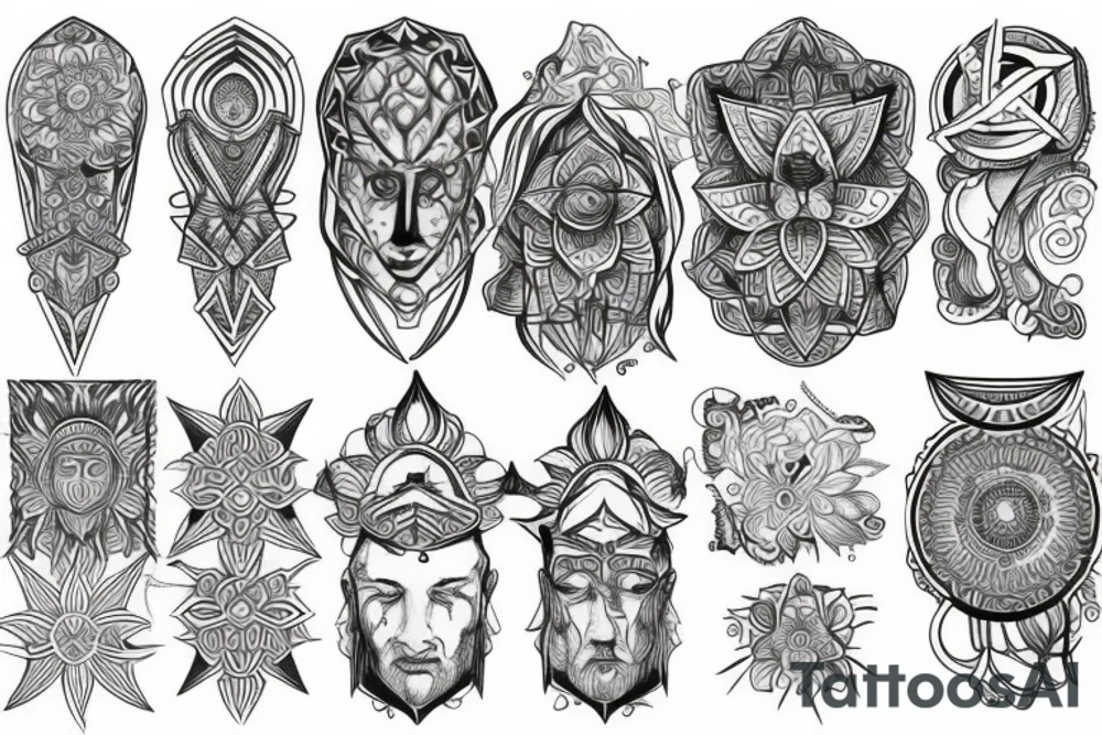 spiritual combined with geometric tattoo idea