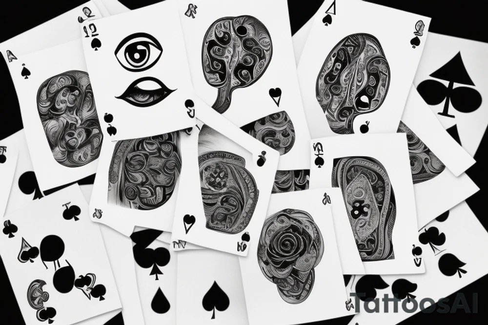 poker, eye,
flower tattoo idea
