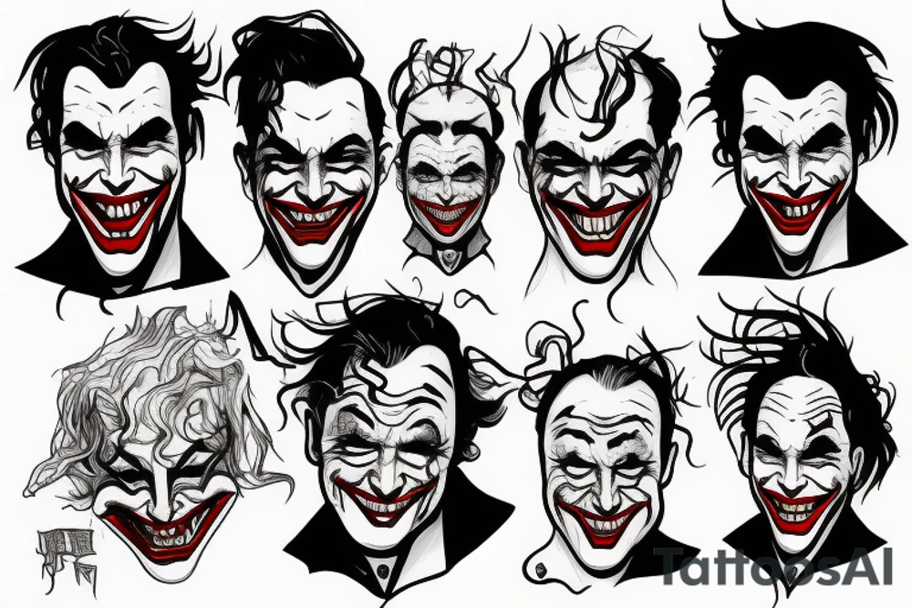 The face of the Joker, who has a sad expression tattoo idea
