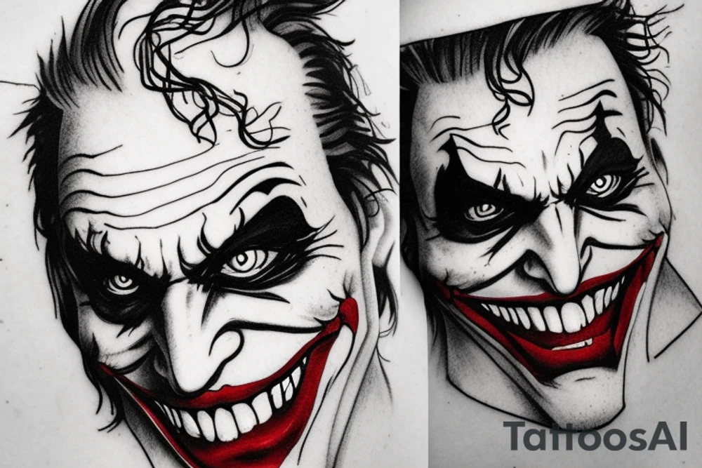 The face of the Joker, who has a sad expression tattoo idea
