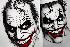 The face of the Joker, who has a sad expression tattoo idea