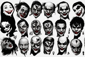 The face of the Joker, who has a sad expression tattoo idea