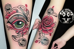 poker, eye,
flower tattoo idea