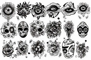 poker, eye,
flower tattoo idea