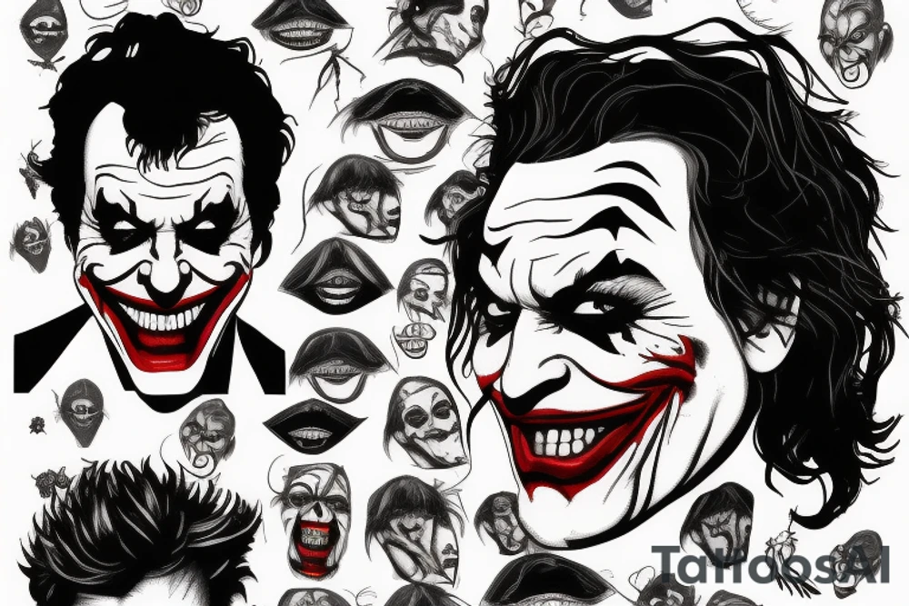 The face of the Joker, who has a sad expression tattoo idea