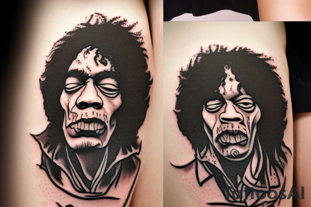 Harry Potter Death Eater Tattoo with Jimi Hendrix's Flying V replacing the snake tattoo idea