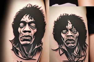 Harry Potter Death Eater Tattoo with Jimi Hendrix's Flying V replacing the snake tattoo idea