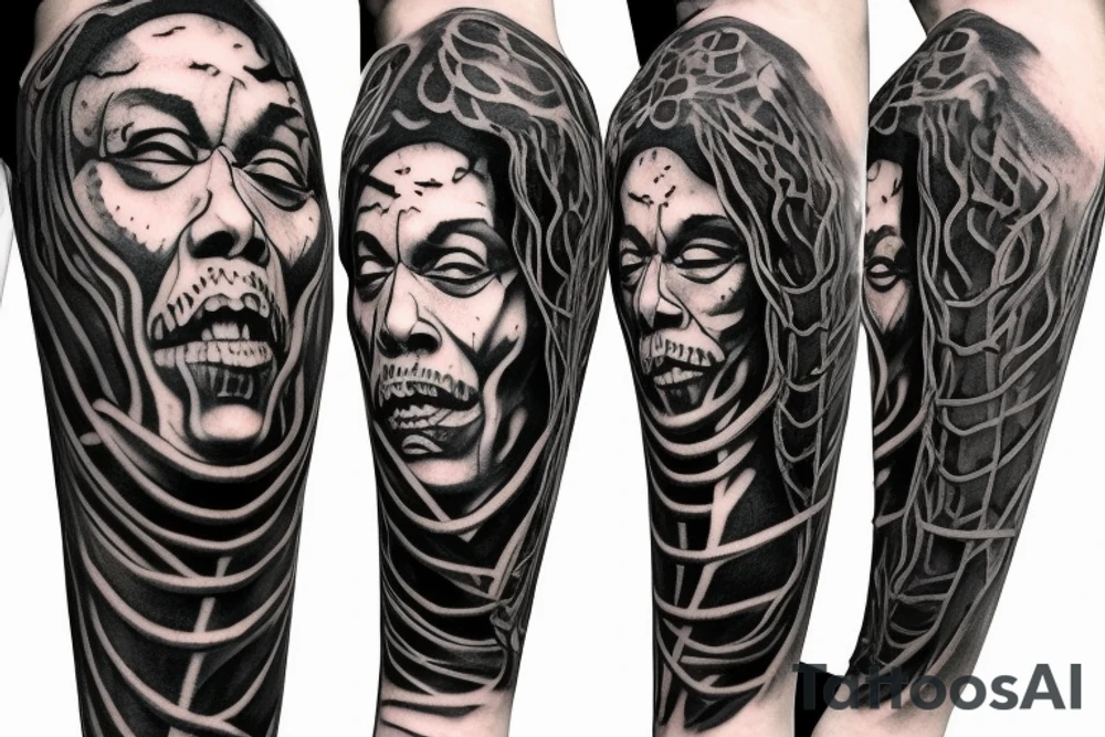 Harry Potter Death Eater Tattoo with Jimi Hendrix's Flying V replacing the snake, inner forearm tattoo idea