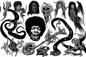 Harry Potter Death Eater Tattoo with Jimi Hendrix's Flying V replacing the snake, inner forearm tattoo idea