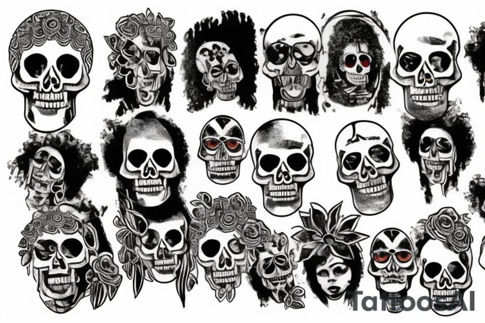 Jimi Hendrix skull tattoo idea