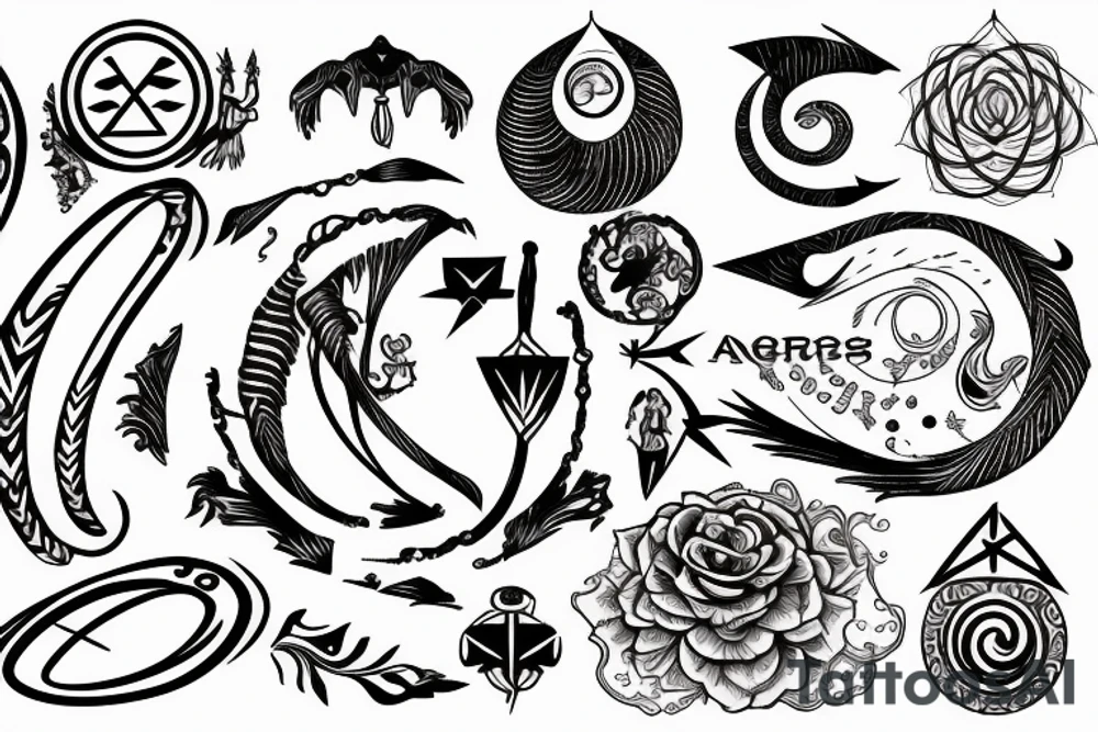 Merge astrological symbols for Aries, Cancer, Libra and Scorpio tattoo idea