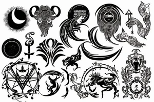 Merge astrological symbols for Aries, Cancer, Libra and Scorpio tattoo idea