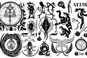Merge astrological symbols for Aries, Cancer, Libra and Scorpio tattoo idea