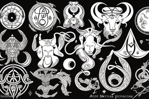 Merge astrological symbols for Aries, Cancer, Libra and Scorpio tattoo idea