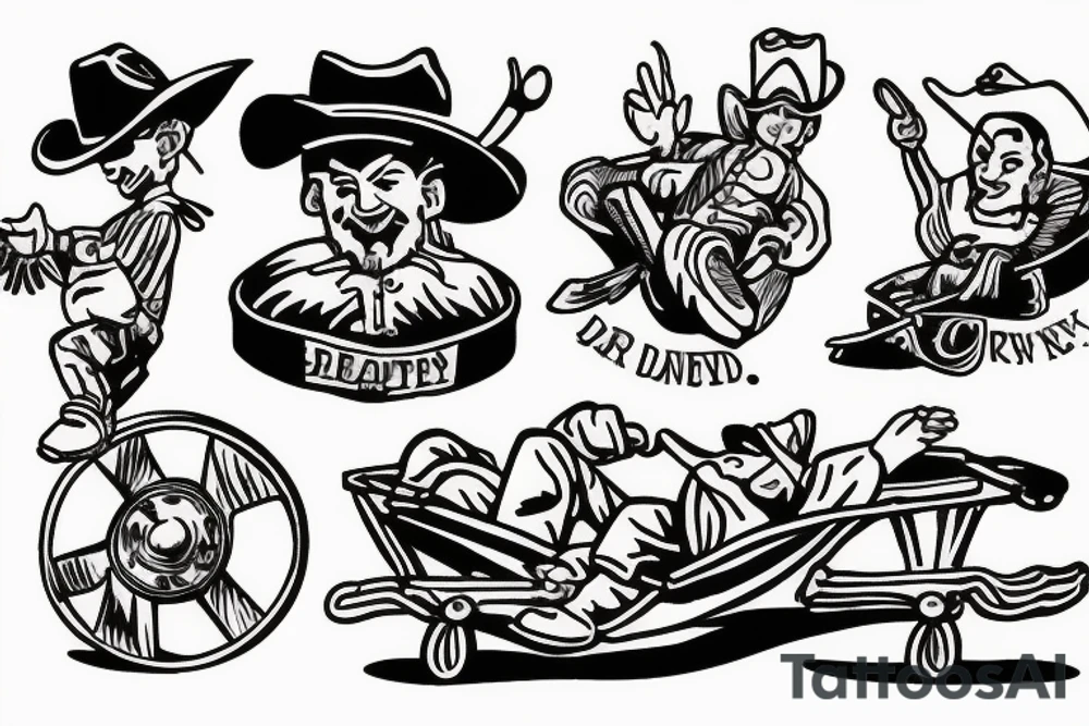 drunk silly cowboy rides to heaven in a wheelbarrow tattoo idea