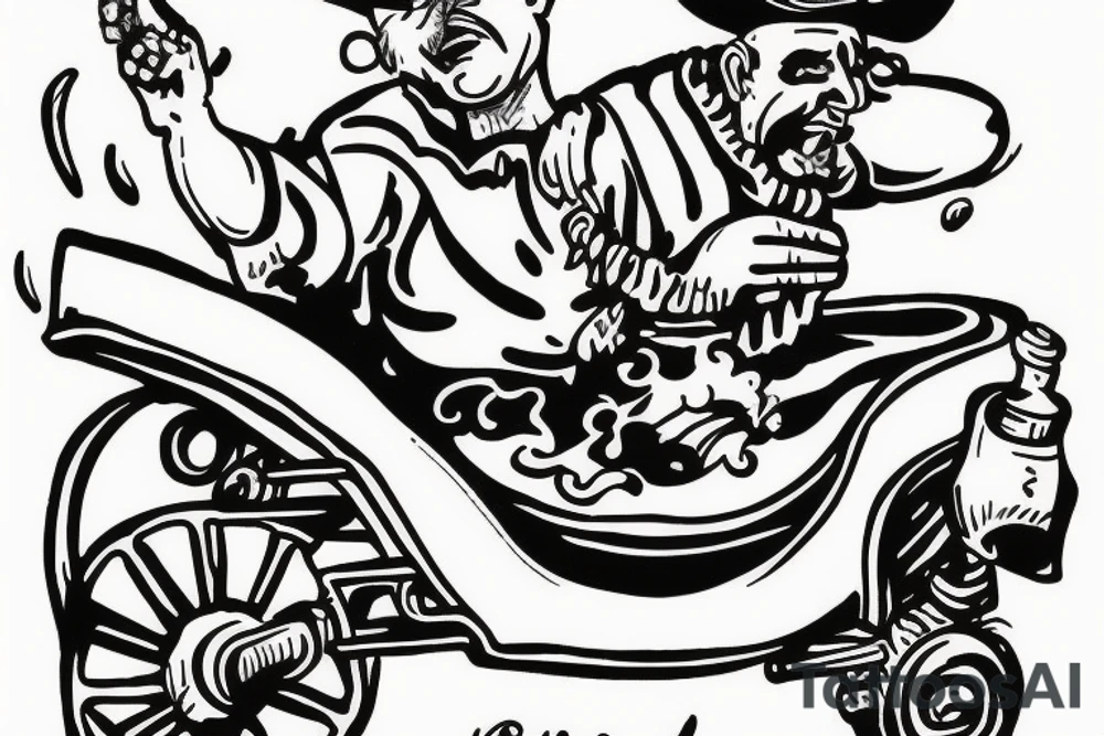 drunk silly cowboy rides to heaven in a wheelbarrow tattoo idea
