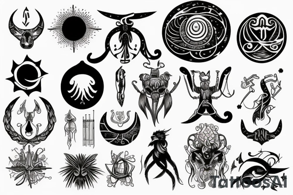 Astrological symbols for Aries, Cancer, Libra and Scorpio tattoo idea