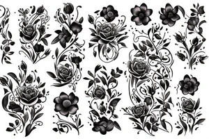 Fine Line
Bouquet of violets, roses, poppies, and water lily tattoo idea