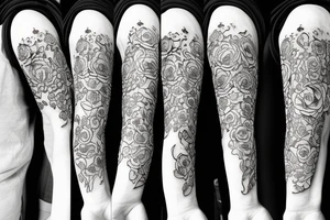 Fine Line
Bouquet of violets, roses, poppies, and water lily tattoo idea