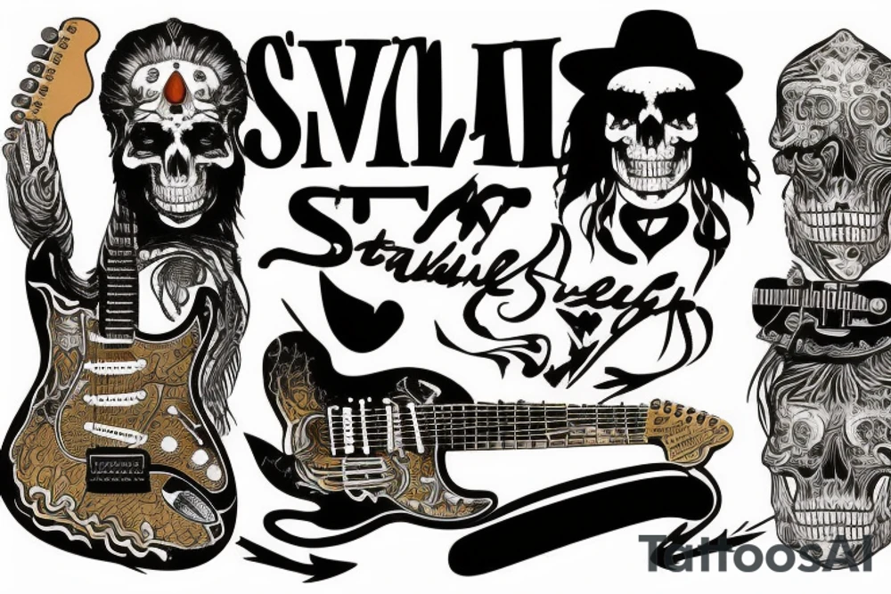 Stevie Ray Vaughan's Stratocaster going through a skull tattoo idea