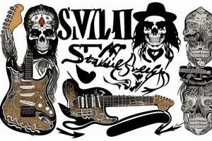 Stevie Ray Vaughan's Stratocaster going through a skull tattoo idea