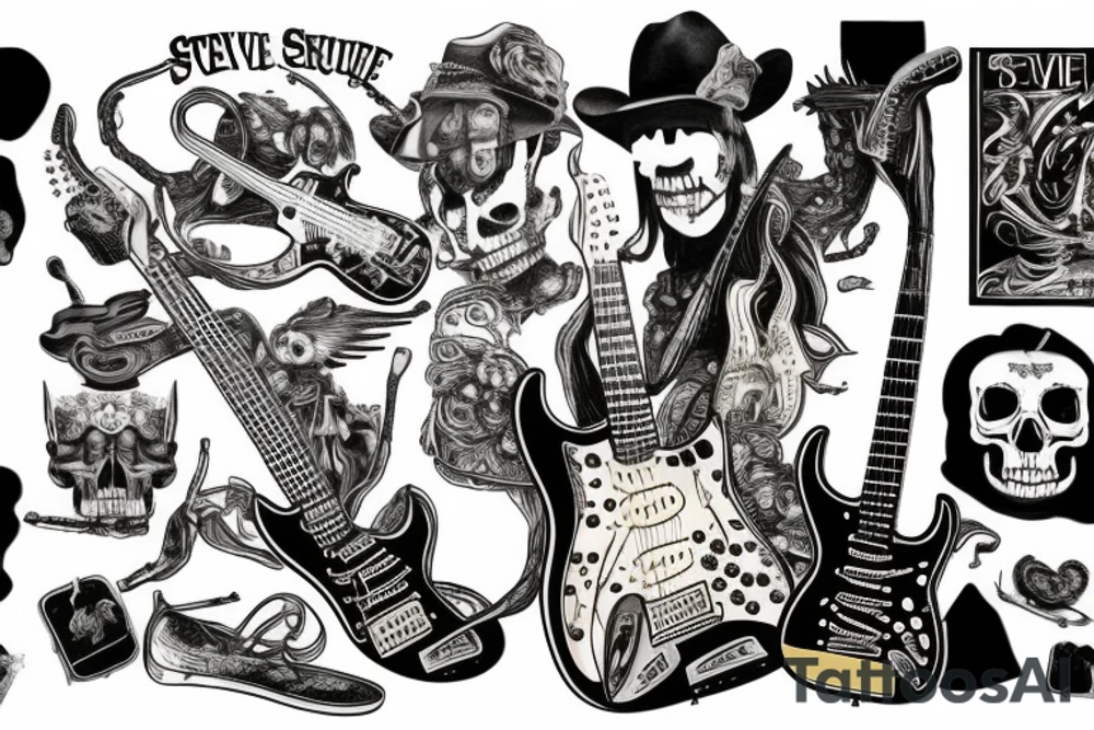 Stevie Ray Vaughan's Stratocaster going through a skull tattoo idea