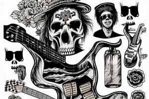Stevie Ray Vaughan's Stratocaster bursting through the top of a skull tattoo idea
