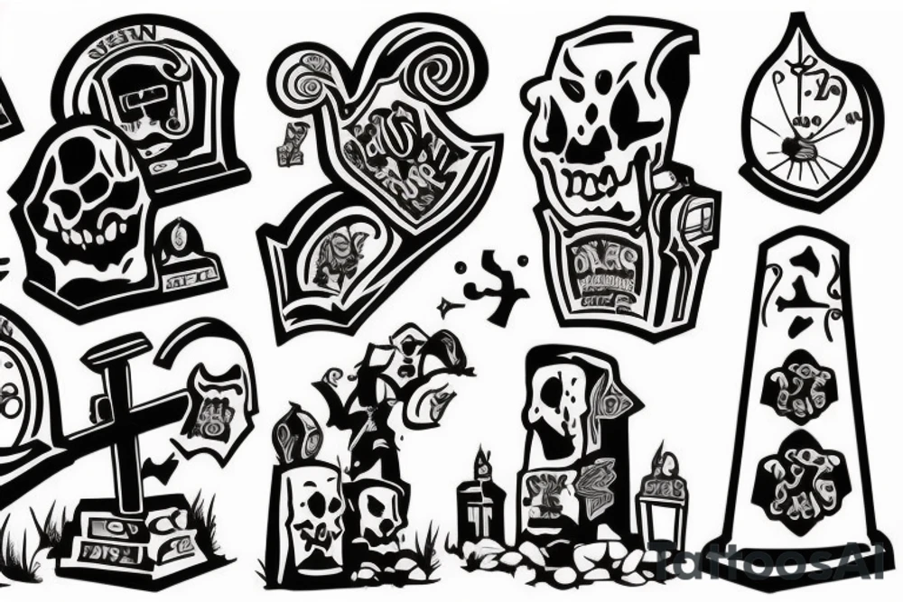 Shelton sitting by gravestone tattoo idea