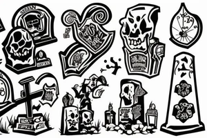 Shelton sitting by gravestone tattoo idea