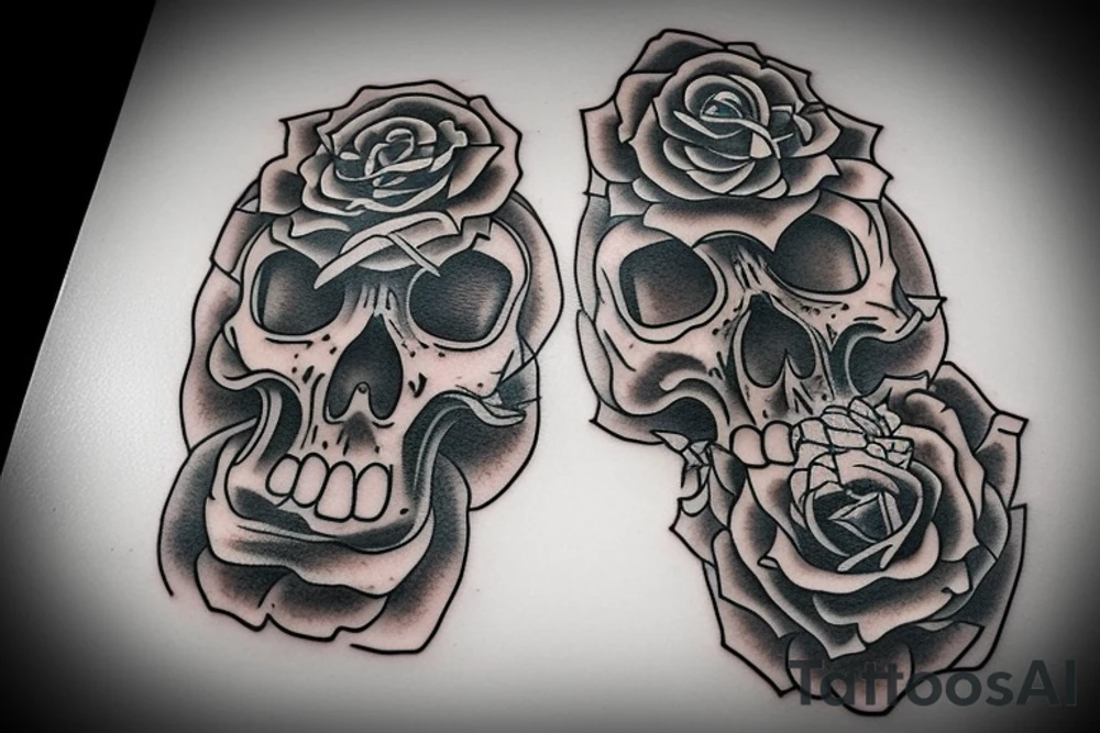 Skeleton gravestone shovel tattoo idea