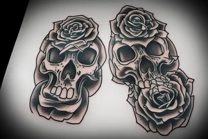 Skeleton gravestone shovel tattoo idea