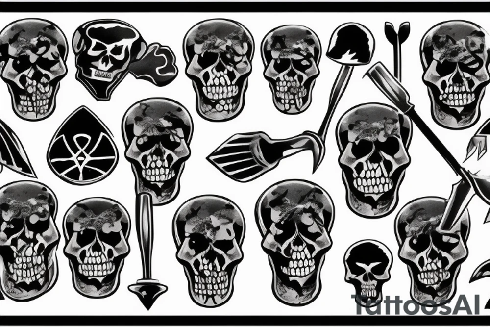 Skeleton gravestone shovel tattoo idea