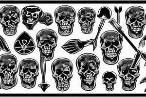 Skeleton gravestone shovel tattoo idea