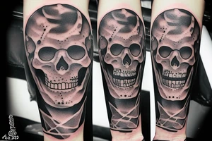 Skeleton gravestone shovel tattoo idea