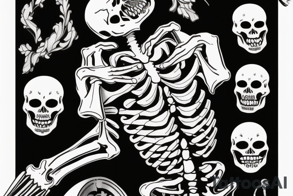 Skeleton gravestone shovel tattoo idea