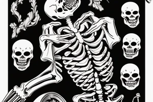 Skeleton gravestone shovel tattoo idea