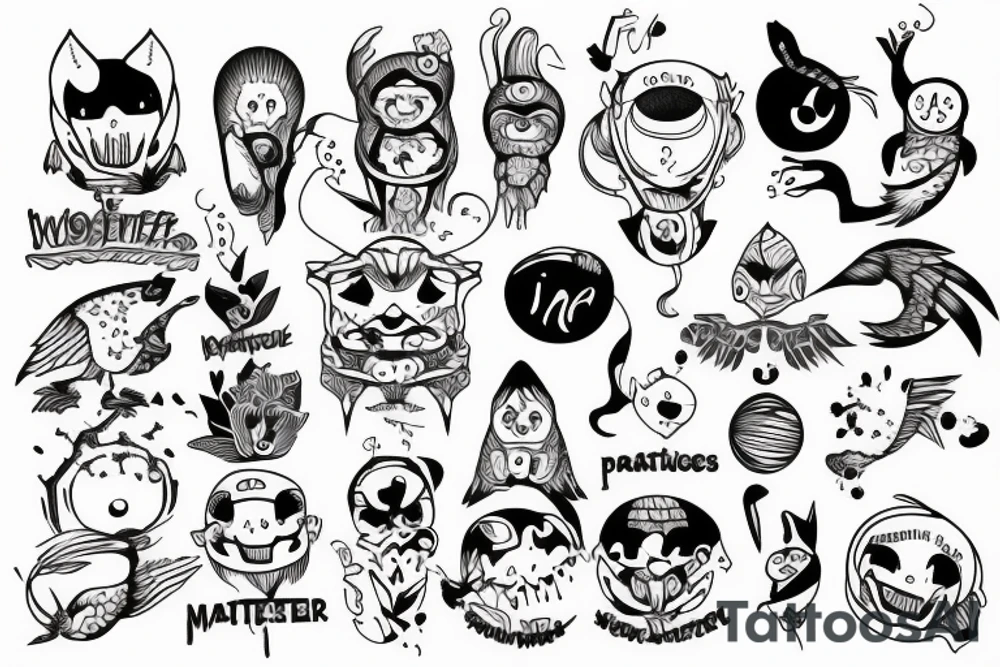 Peaceful monster tattoo idea