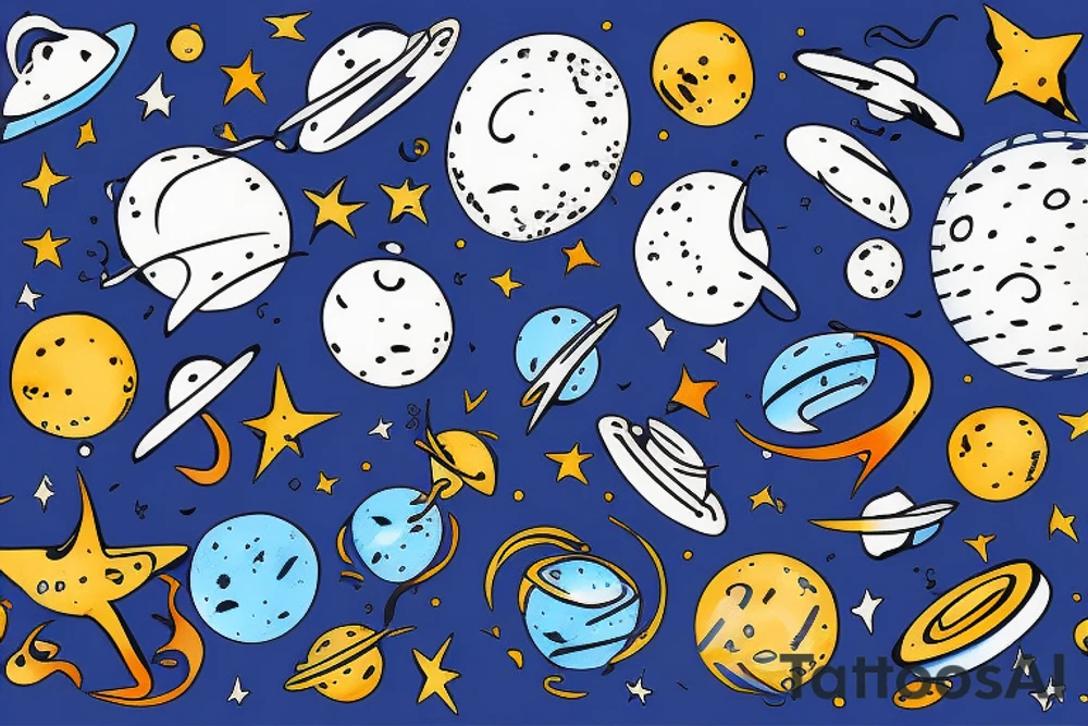 Playing the blues in space tattoo idea