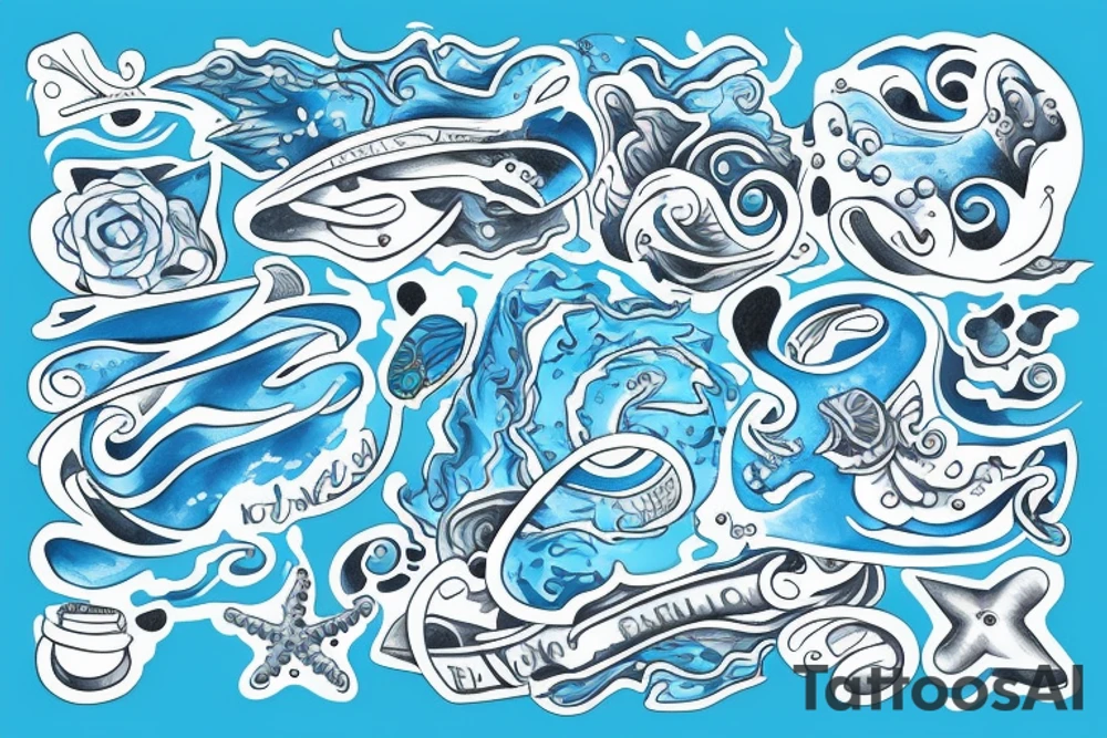 Playing in a sea of the blues, sleeve tattoo idea